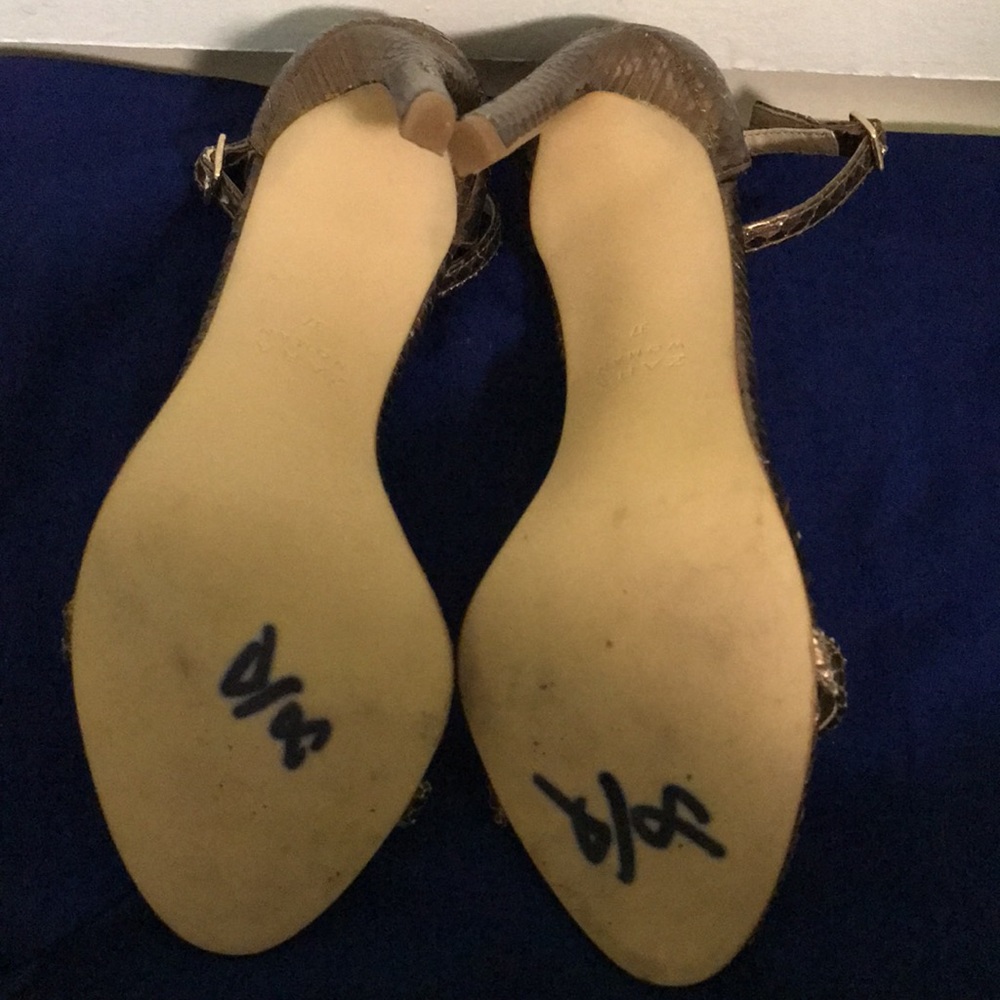 Zara, gold snakeskin, strappy sandals. - Picture 6 of 14